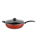 Frigideira Wok Antiaderente 32 cm Tampa de Vidro Profissional