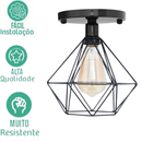 Lustre De Teto Industrial Plafon Retrô Aramado Diamante