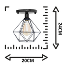 Lustre De Teto Industrial Plafon Retrô Aramado Diamante