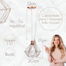 Kit 3 Pendente Aramado Diamante Luminária Lustre Teto Retro Industrial