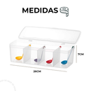 Porta Temperos 1 2 3 ou 4 Un Com 4 Colheres Pote Condimentos Organizador Divisórias Conchas