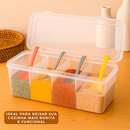Porta Temperos 1 2 3 ou 4 Un Com 4 Colheres Pote Condimentos Organizador Divisórias Conchas