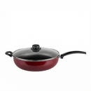 Frigideira Wok Antiaderente 32 cm Tampa de Vidro Profissional