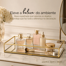 Bandeja Orgânica Decorativa Espelhada Dourada Multiuso Banheiro Lavabo Sala Preta Porta Maquiagem