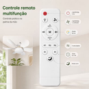 Ventilador 60w/80w de Teto Silencioso LED 3 Cores Bulbo 12w com Controle Bivolt 6 Pás Branco Potente