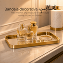 Bandeja Orgânica Decorativa Espelhada Dourada Multiuso Banheiro Lavabo Sala Preta Porta Maquiagem