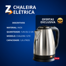 Chaleira Elétrica Inox 1.8 Litros Desligamento Automático Aquecimento Rápido