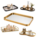 Bandeja Orgânica Decorativa Espelhada Dourada Multiuso Banheiro Lavabo Sala Preta Porta Maquiagem