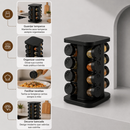 Porta Condimentos Giratório 12 Potes 85ml Organizador de Temperos Preto para Cozinha Moderno