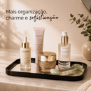 Bandeja Orgânica Decorativa Espelhada Dourada Multiuso Banheiro Lavabo Sala Preta Porta Maquiagem