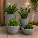 Kit 04 Vasos para Planta Flor Casa Jardim Varanda Coluna Redonda N1 N2 Bojo N1 + Bacia N1 com prato