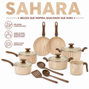 Jogo de Panelas Antiaderente Peças Com Tampas de Vidro e Utensílios