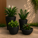 Kit 04 Vasos para Planta Flor Casa Jardim Varanda Coluna Redonda N1 N2 Bojo N1 + Bacia N1 com prato