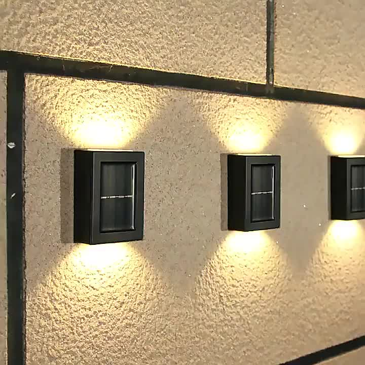 Luminária Solar De Parede À Prova D'água Para Jardim Muro E Varanda Led Spot