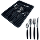Jogo De Talheres 24 Peças Com Suporte Organizador SNH27 Snel Home Cor: Preto