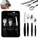 Jogo De Talheres 24 Peças Com Suporte Organizador SNH27 Snel Home Cor: Preto